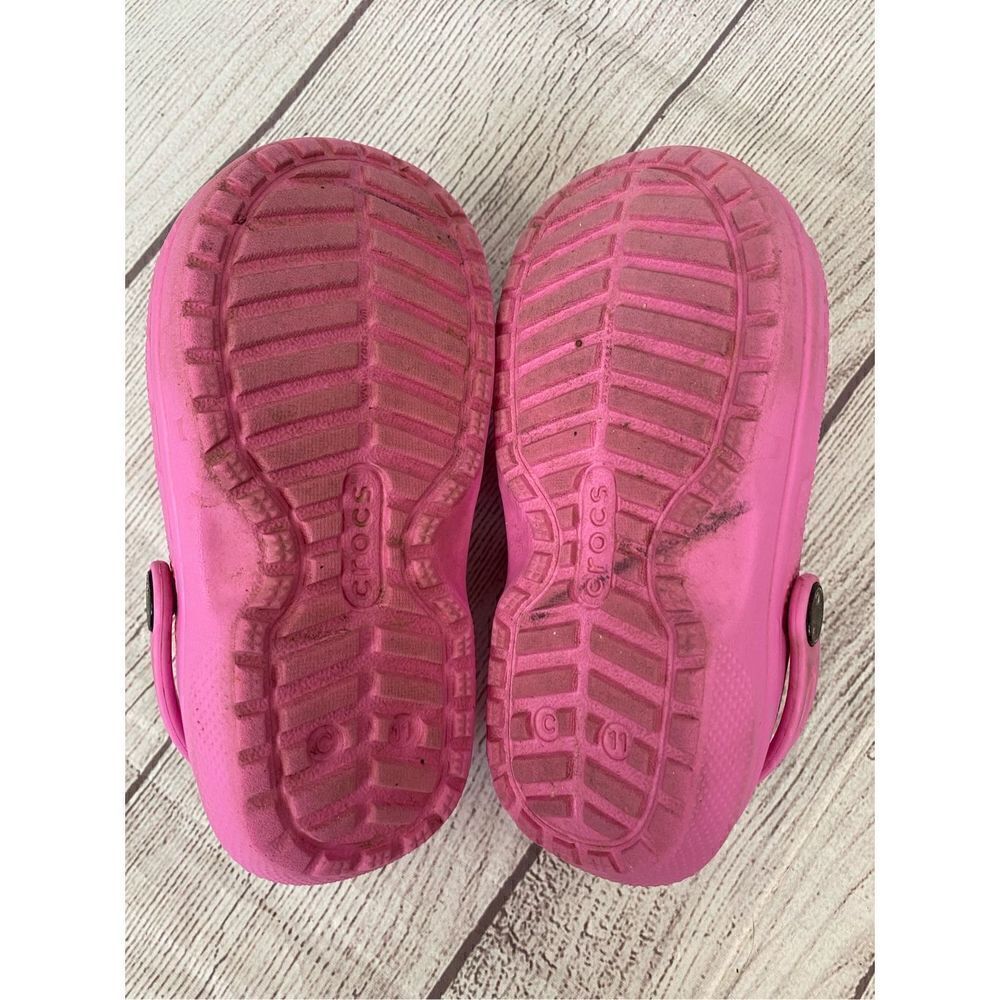 Crocs fur lined claasic clogs w/back strap pink girls C11 - Picture 5 of 8